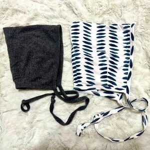 Lou Lou & company bonnets size 6-12 months Colors grey & white with blue stripes
